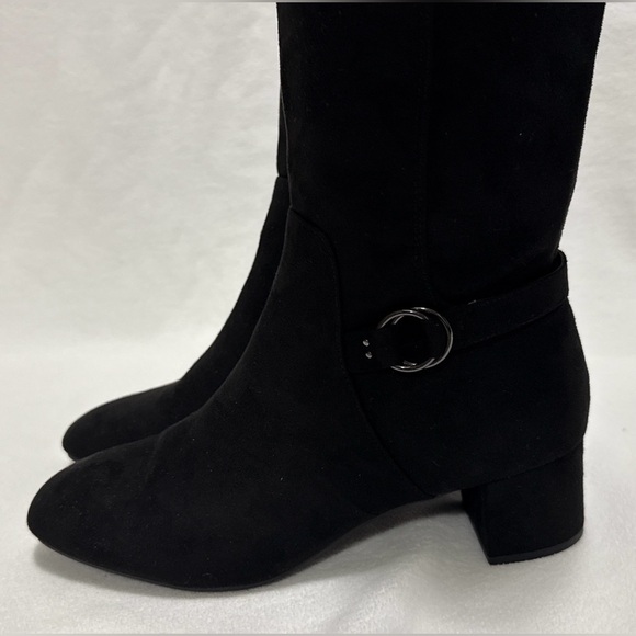 East 5th Womens 9M Black Surrey Block Heel Faux Suede Dress Boots Memory Foam - Picture 3 of 14